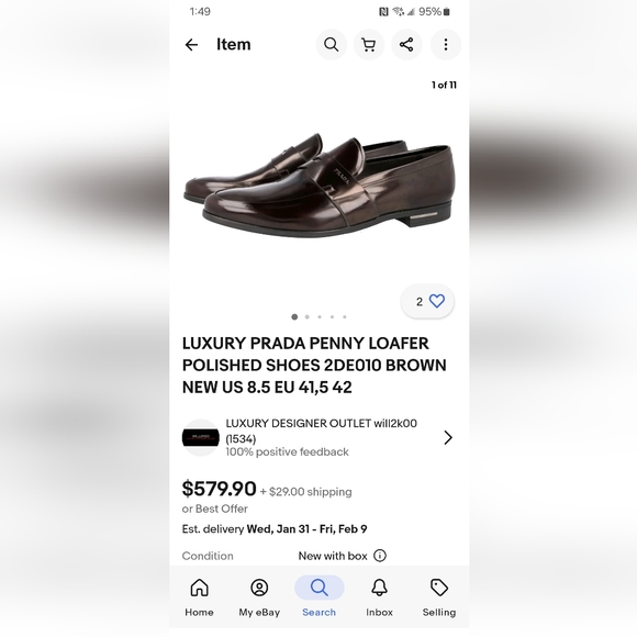 PRADA Penny Brown Loafer Size 8.5 - Picture 3 of 16